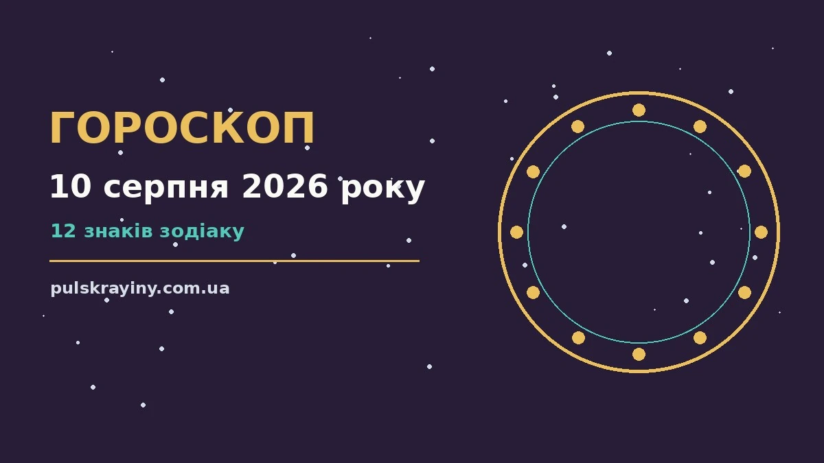 Щоденний гороскоп на 10 серпня 2026 року, ілюстрація зі знаками зодіаку та планувальником на столі