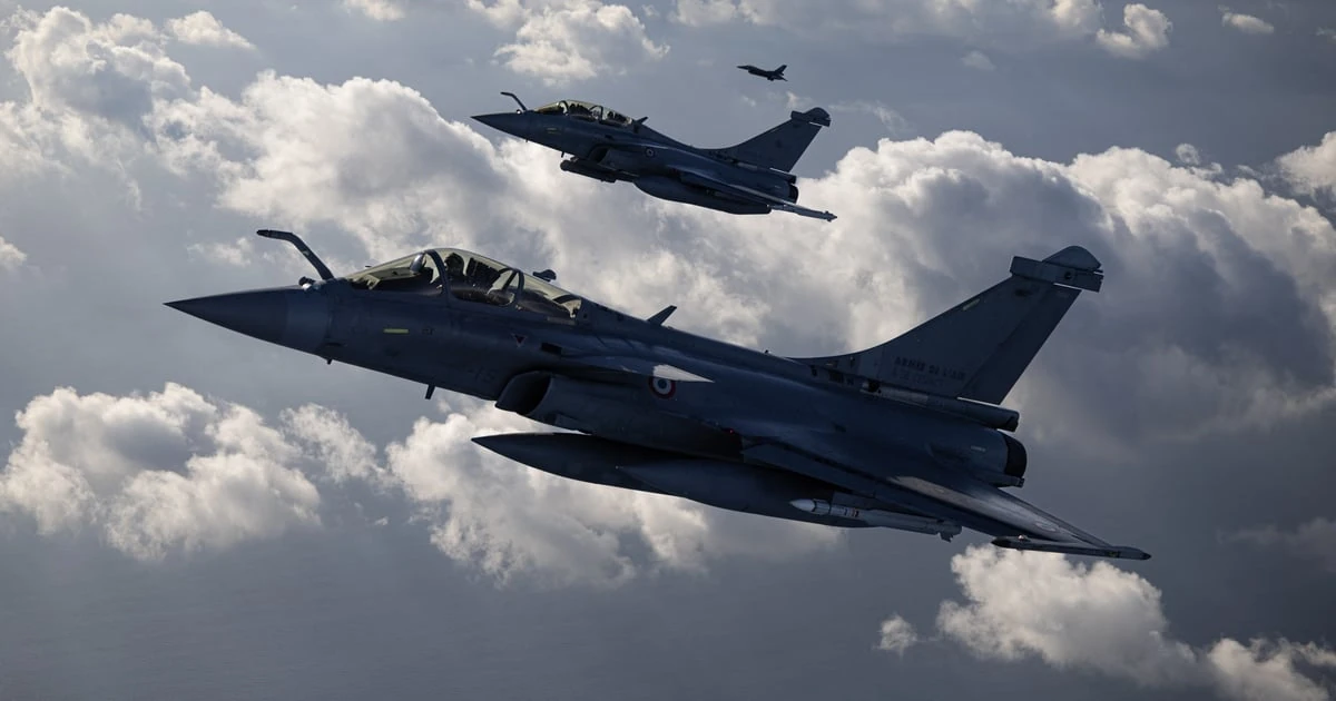 Два винищувачі Rafale ВПС Франції під час навчань Volfa 2025, вересень 2025 року